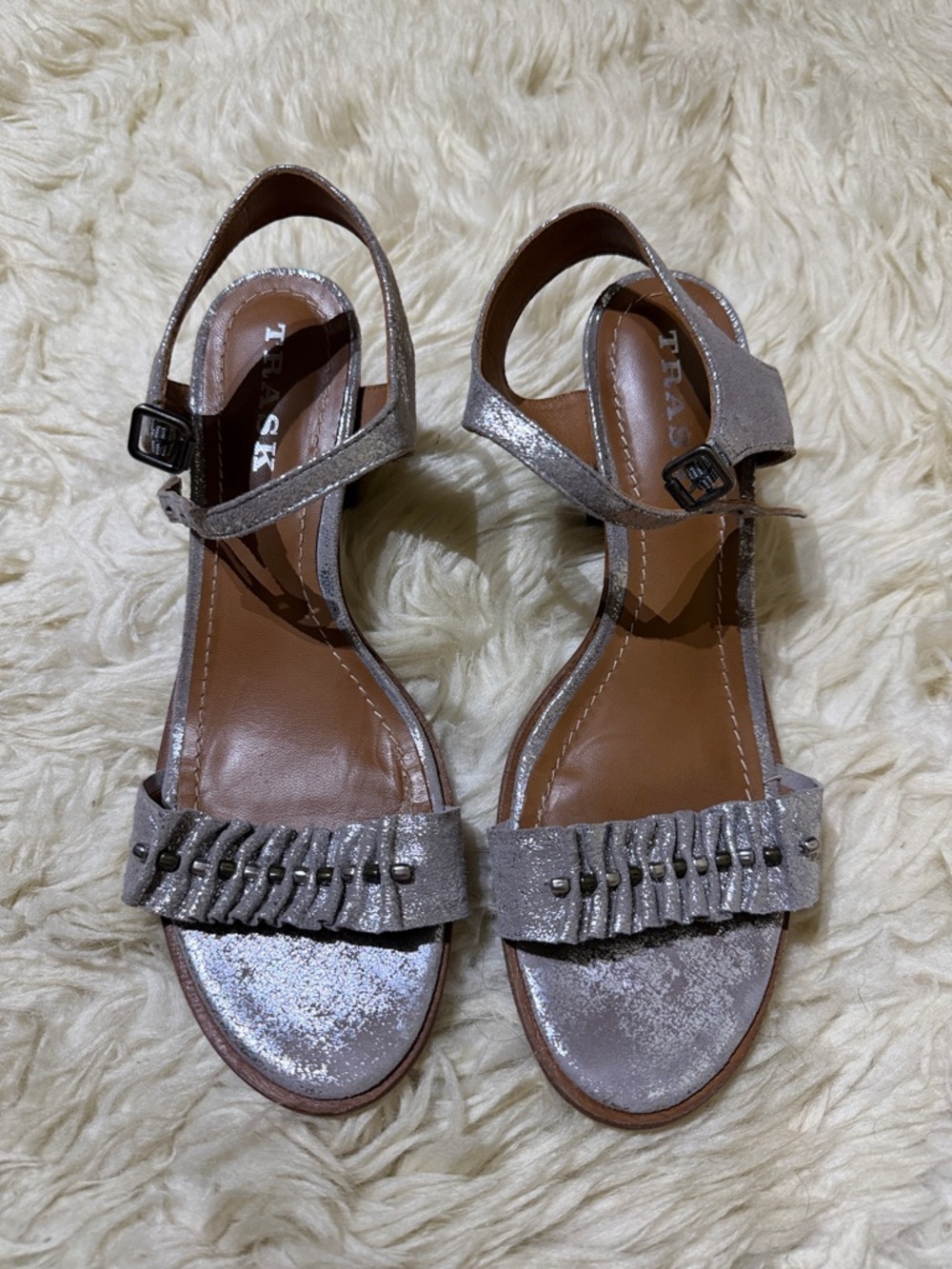 Trask "Carrie" metallic heeled sandals 8M